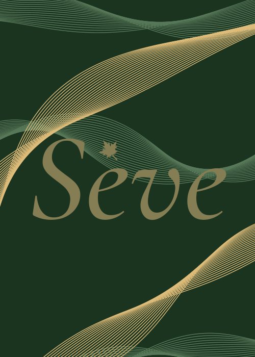 Card back: gold and sage threads rising behind the word Sève